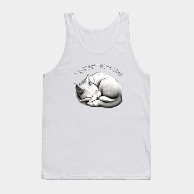 "I couldn't care less" sleeping sarcastic cat Tank Top by in leggings